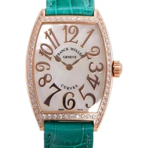 Cintree Curve MOP Dial in Rose Gold on Green Leather Strap